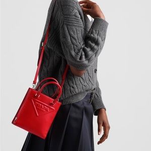 Red Prada leather handbag